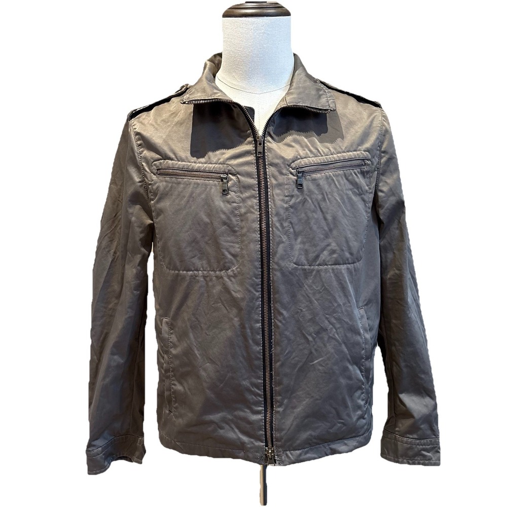 Y2K Banana Republic Military Jacket Mens M Full Zip Epaulettes Utility Lined